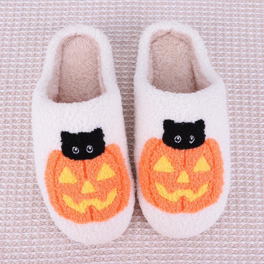 Halloween Pumpkin Cat Slippers.