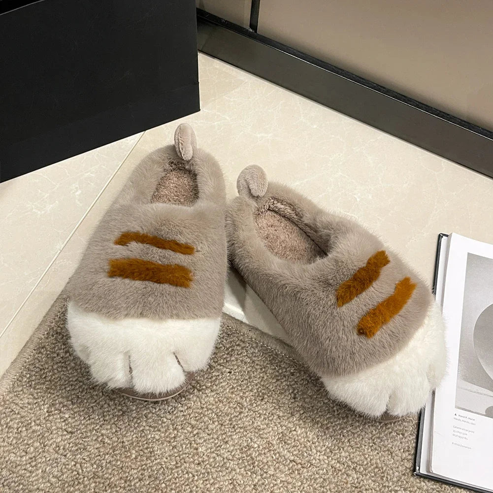 3D Cat Paw Plush Slippers.