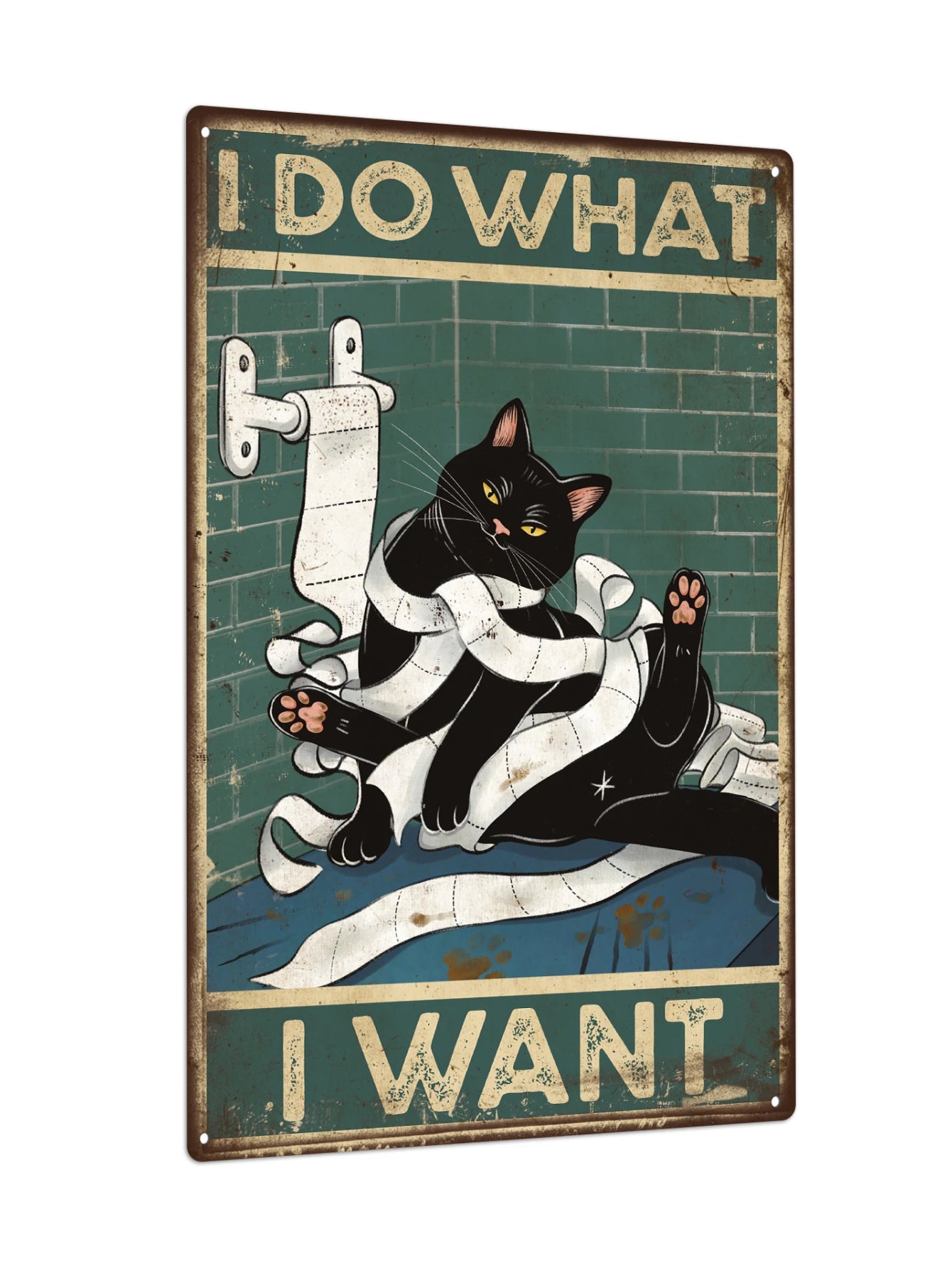 Putuo Decor Black Cat Tin Sign.