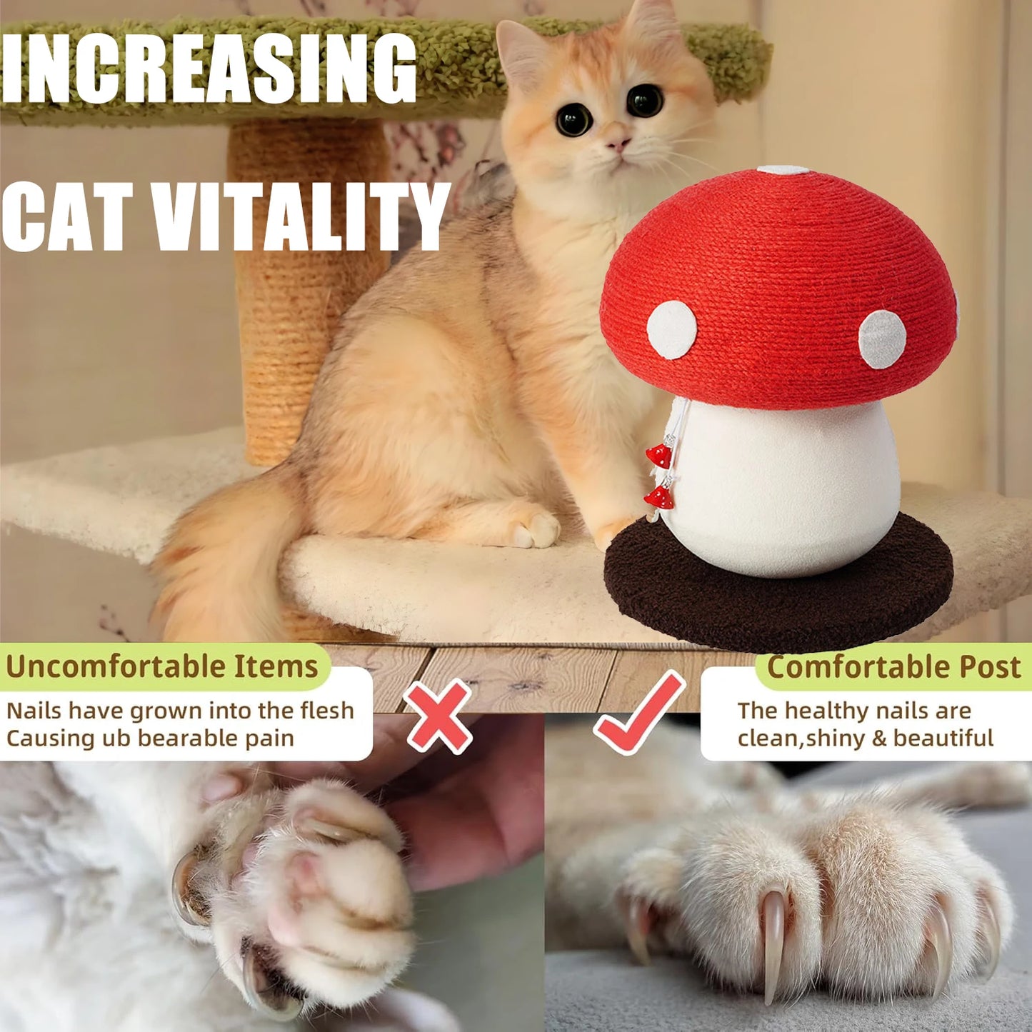 Mushroom-Shaped Cat Scratching Post.