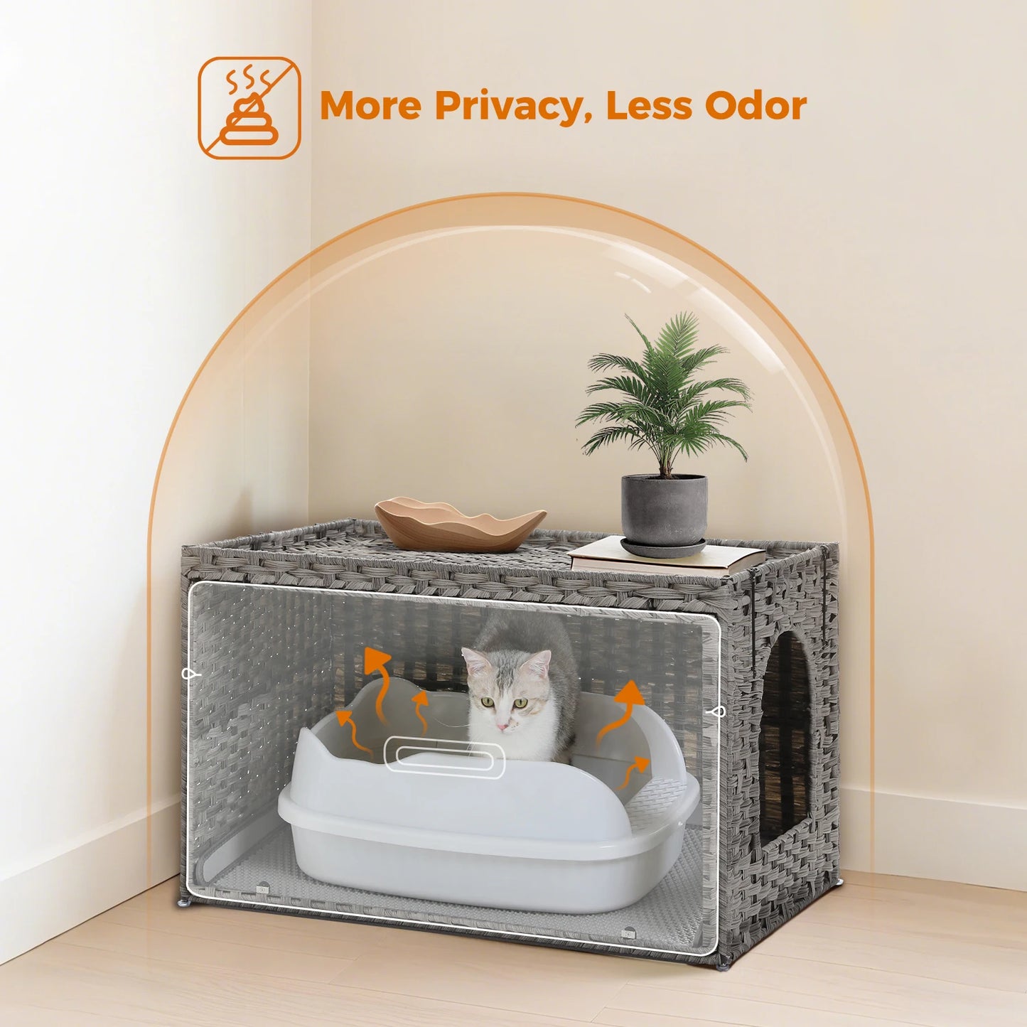 Rattan Cat Litter Box Enclosure Furniture.
