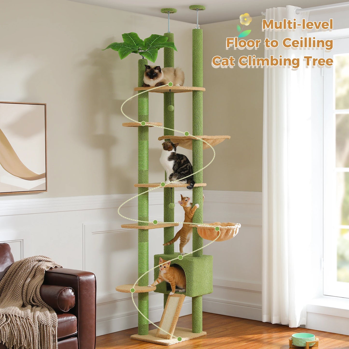 Cactus Cat Tree Floor to Ceiling Cat Tower.