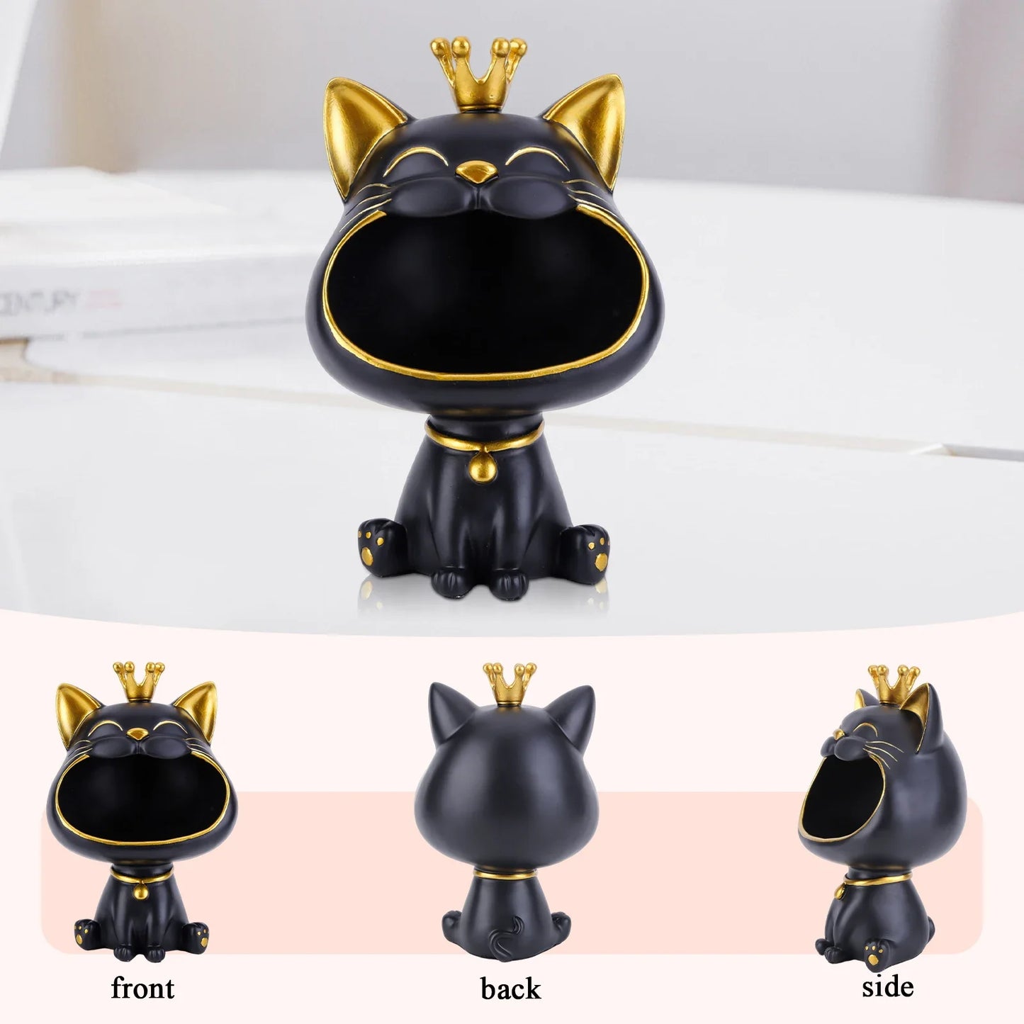 Exquisite Resin Lucky Cat Figurine. Storage Box Creative