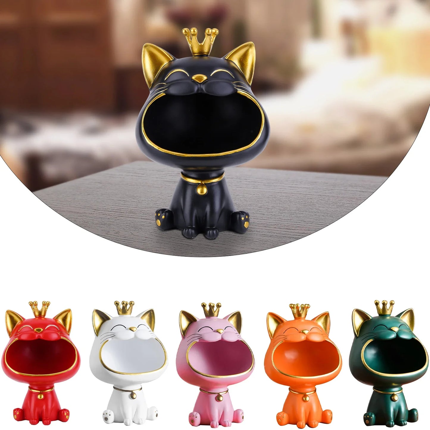 Exquisite Resin Lucky Cat Figurine. Storage Box Creative