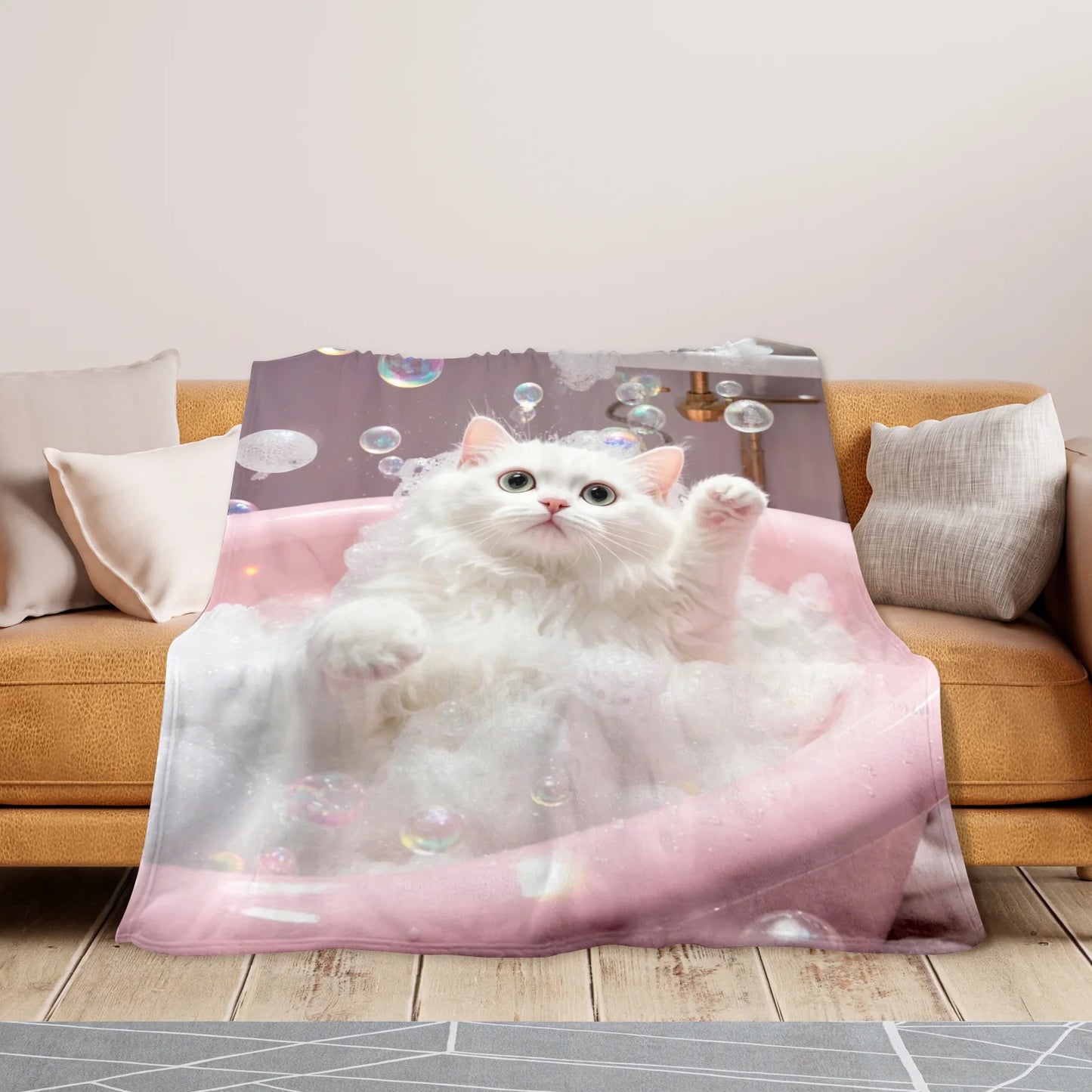 Pink Cat Bath Time Blanket.