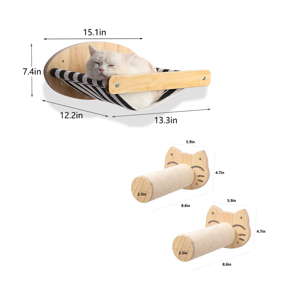3Pcs Cat Hammock with Four Steps.