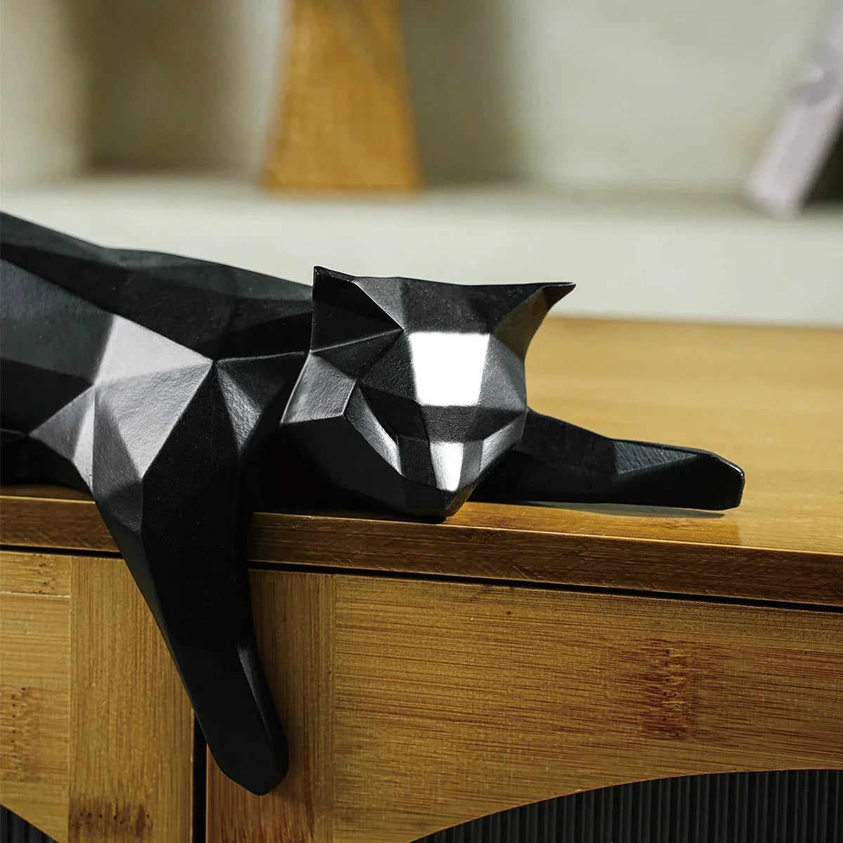 White, Black Cat Statue.