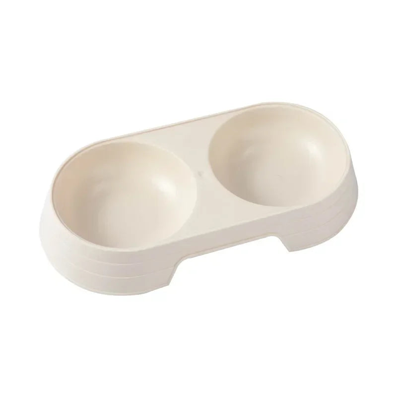 Macaron Pet Double Bowl Plastic Food Drinking Tray.