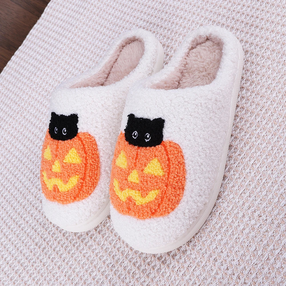 Halloween Pumpkin Cat Slippers.