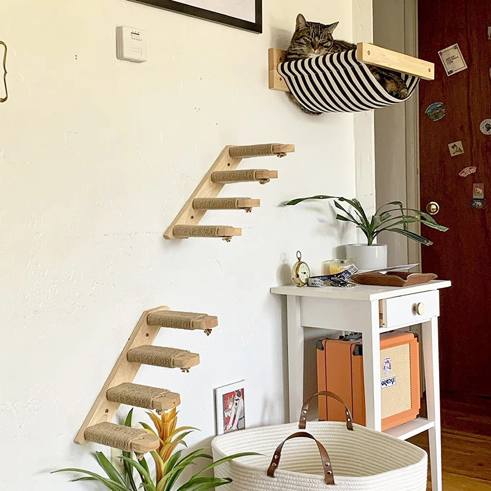 3Pcs Cat Hammock with Four Steps.