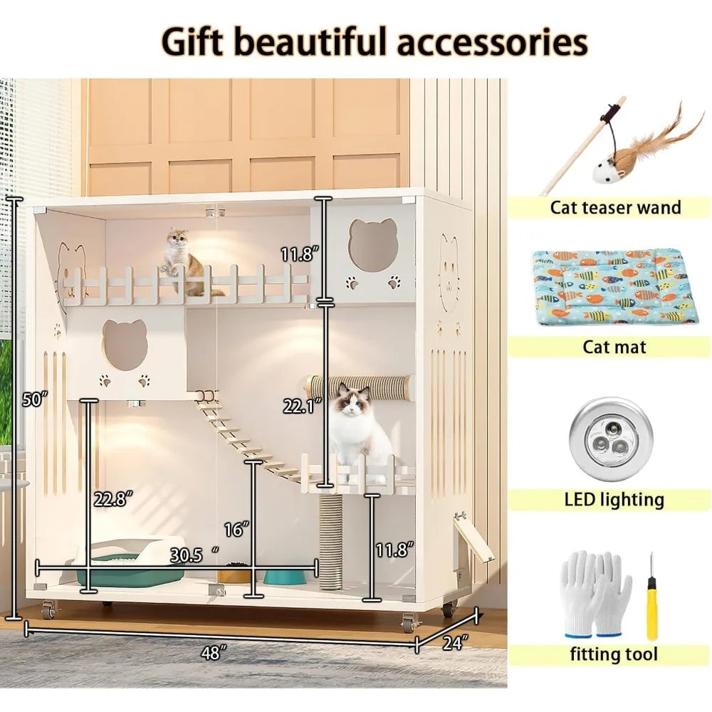 Multi-Feature Enclosed Cat House.