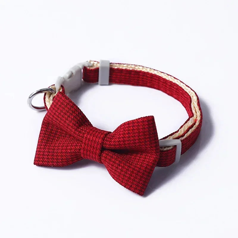 Bow Plaid Pet Collar.