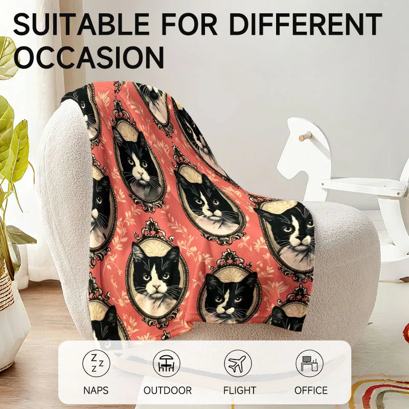 Black Cat Portrait Blanket.