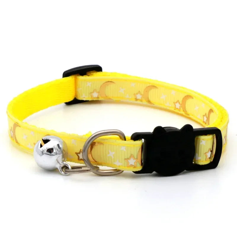 Cat Collar with Bell Cartoon Star Moon.