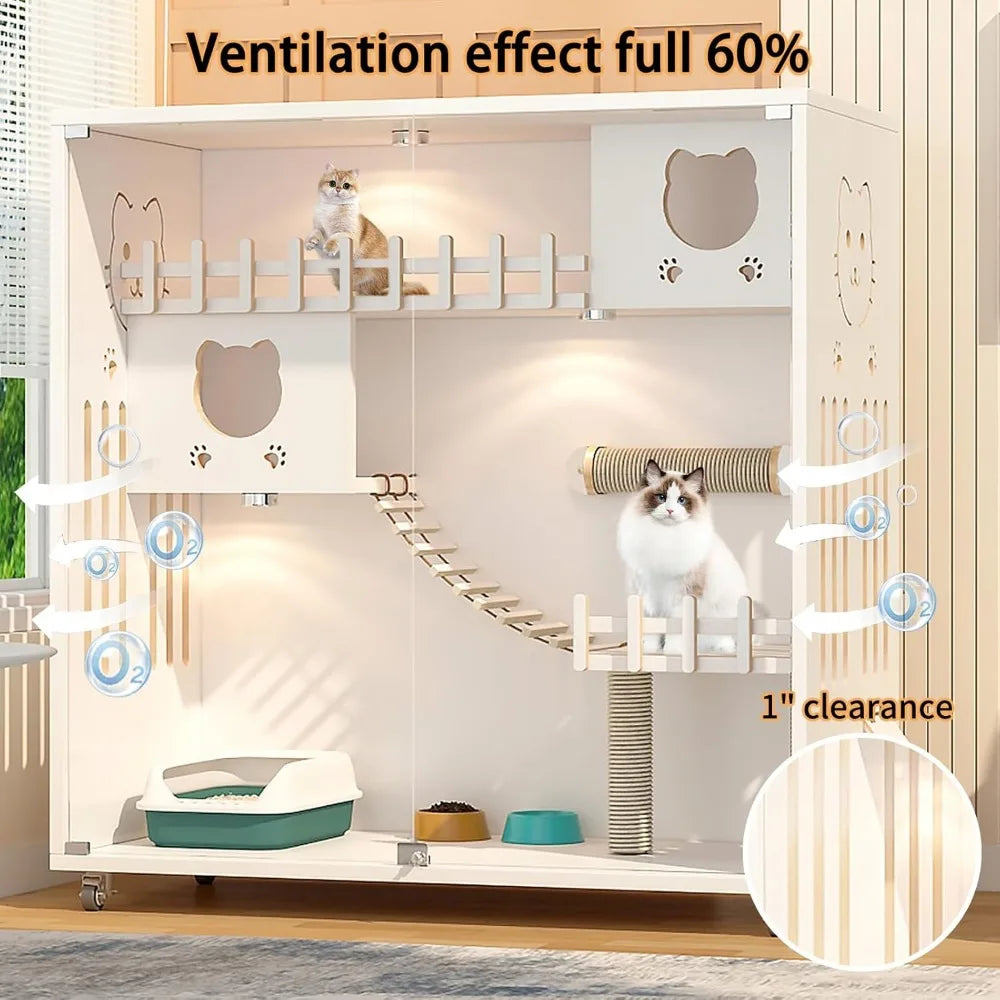 Multi-Feature Enclosed Cat House.