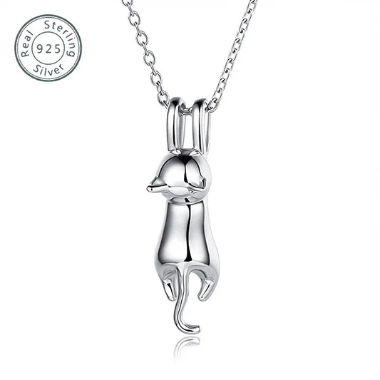 Sterling Silver Cat Necklace.