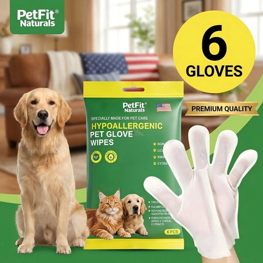 6Pcs Hypoallergenic Pet Glove Wipes.
