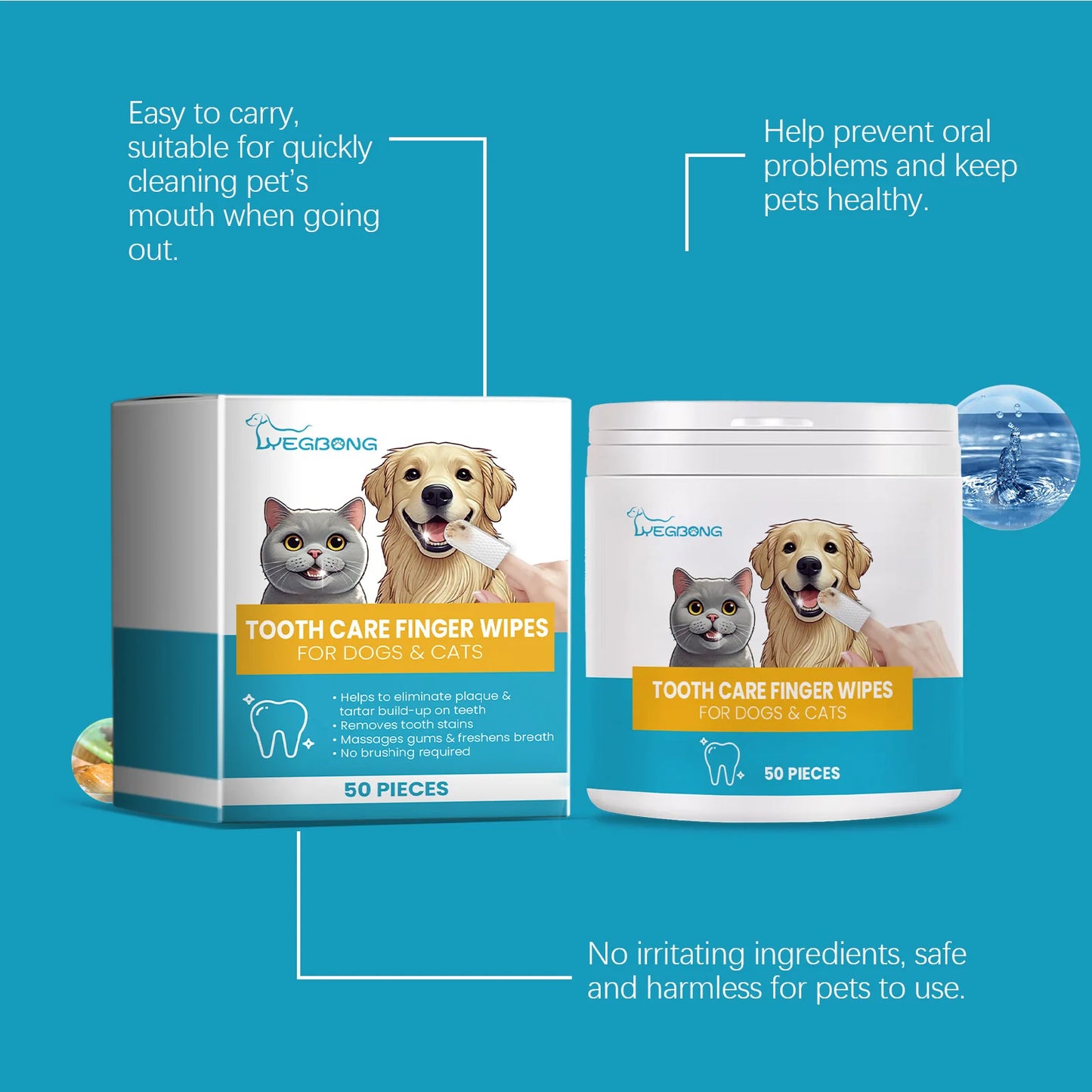 Pet Dental Finger Wipes.