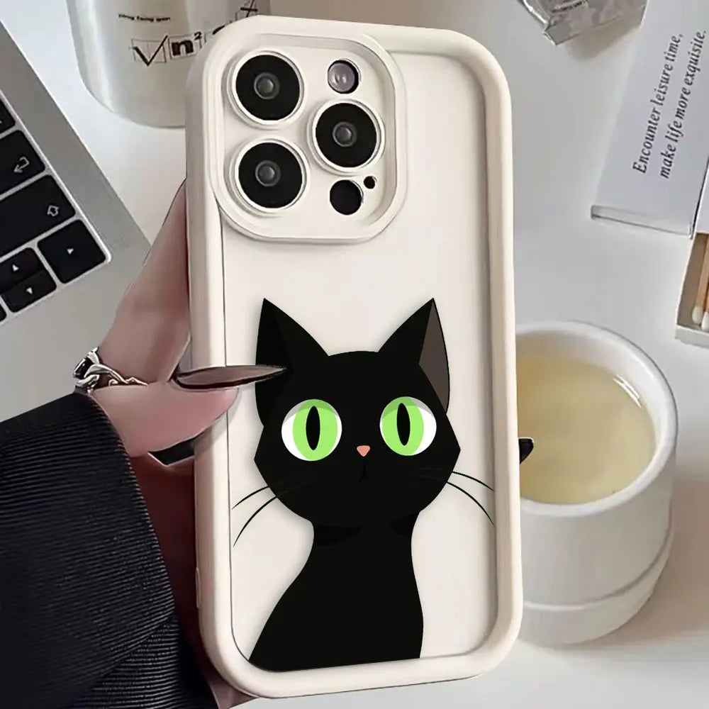Cute Little Black Cat Luxury Phone Case.