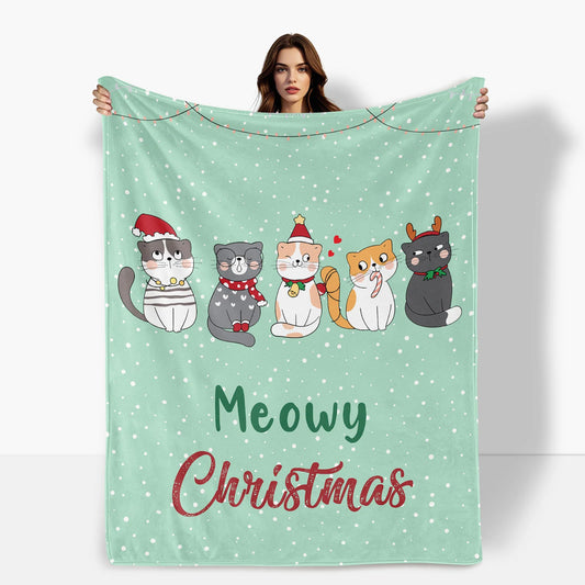 Festive Christmas Green Flannel Throw Blanket.