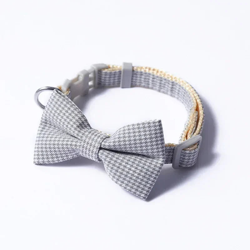 Bow Plaid Pet Collar.