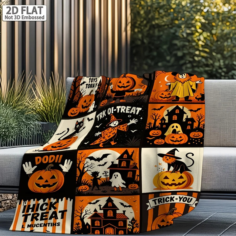 Vintage Halloween Throw Blanket.