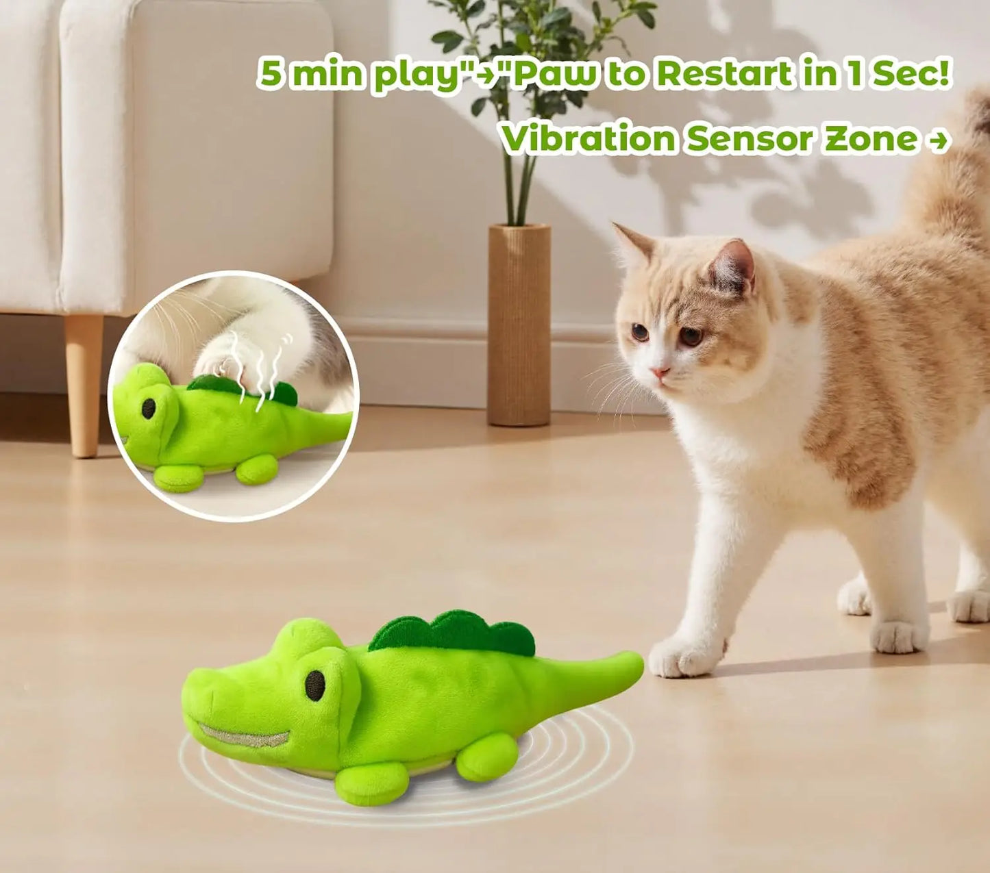 Interactive Cat Toy with Auto Moving Alligator.