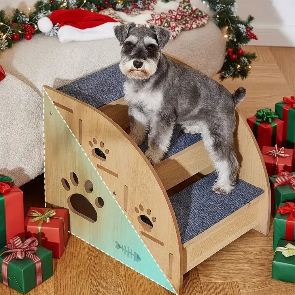 Sturdy Wooden Dog Stairs for High Beds.
