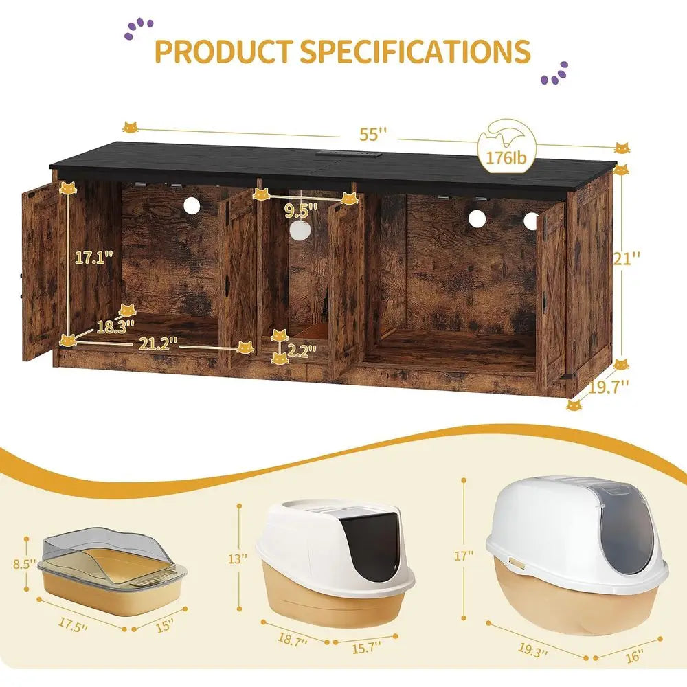 Cat Litter Box Enclosure for 2 Cats.