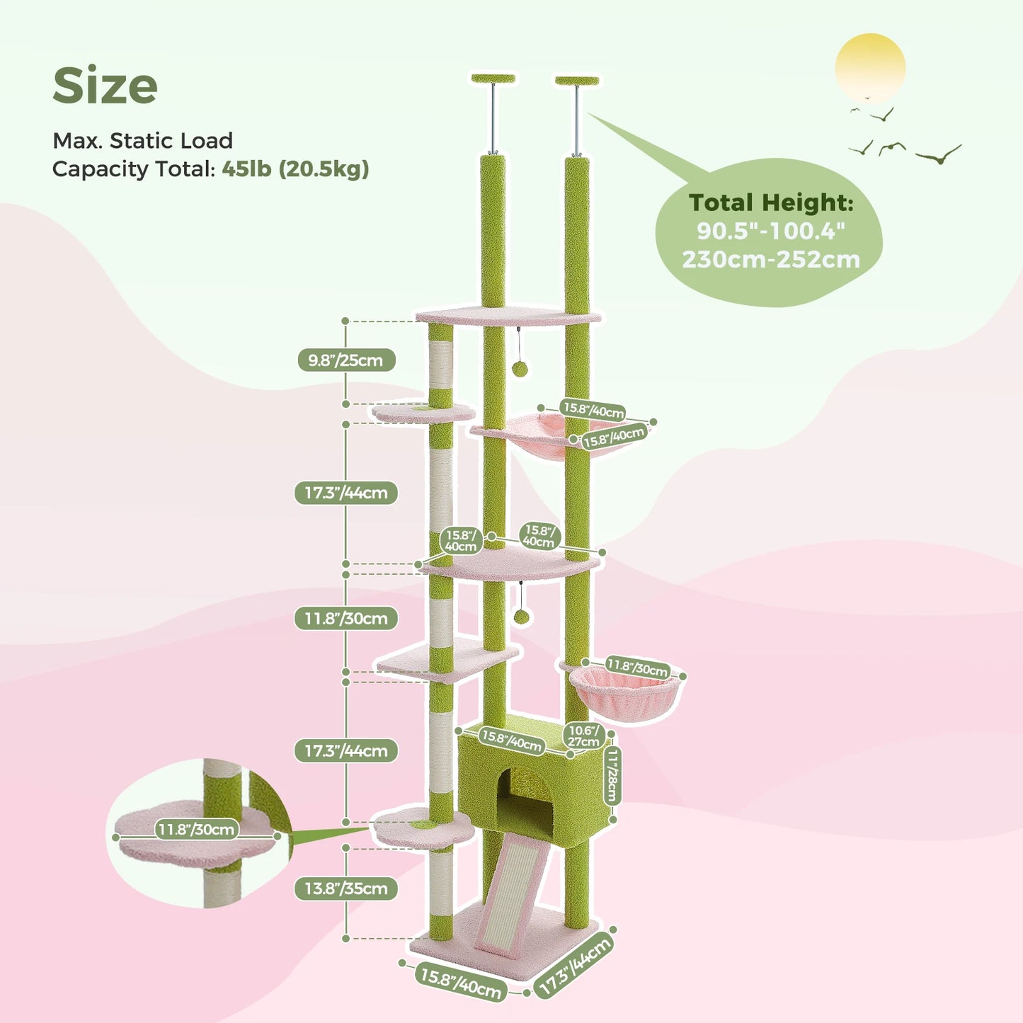 Floor to Ceiling Tall Cat Tree.