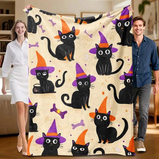 Halloween-themed Black Cat Blanket.
