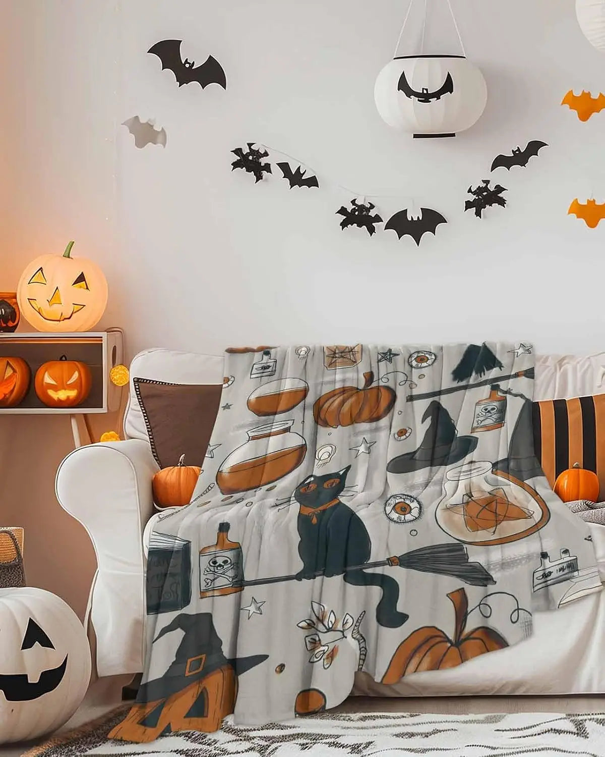 Happy Halloween Flannel Throw Blanket.