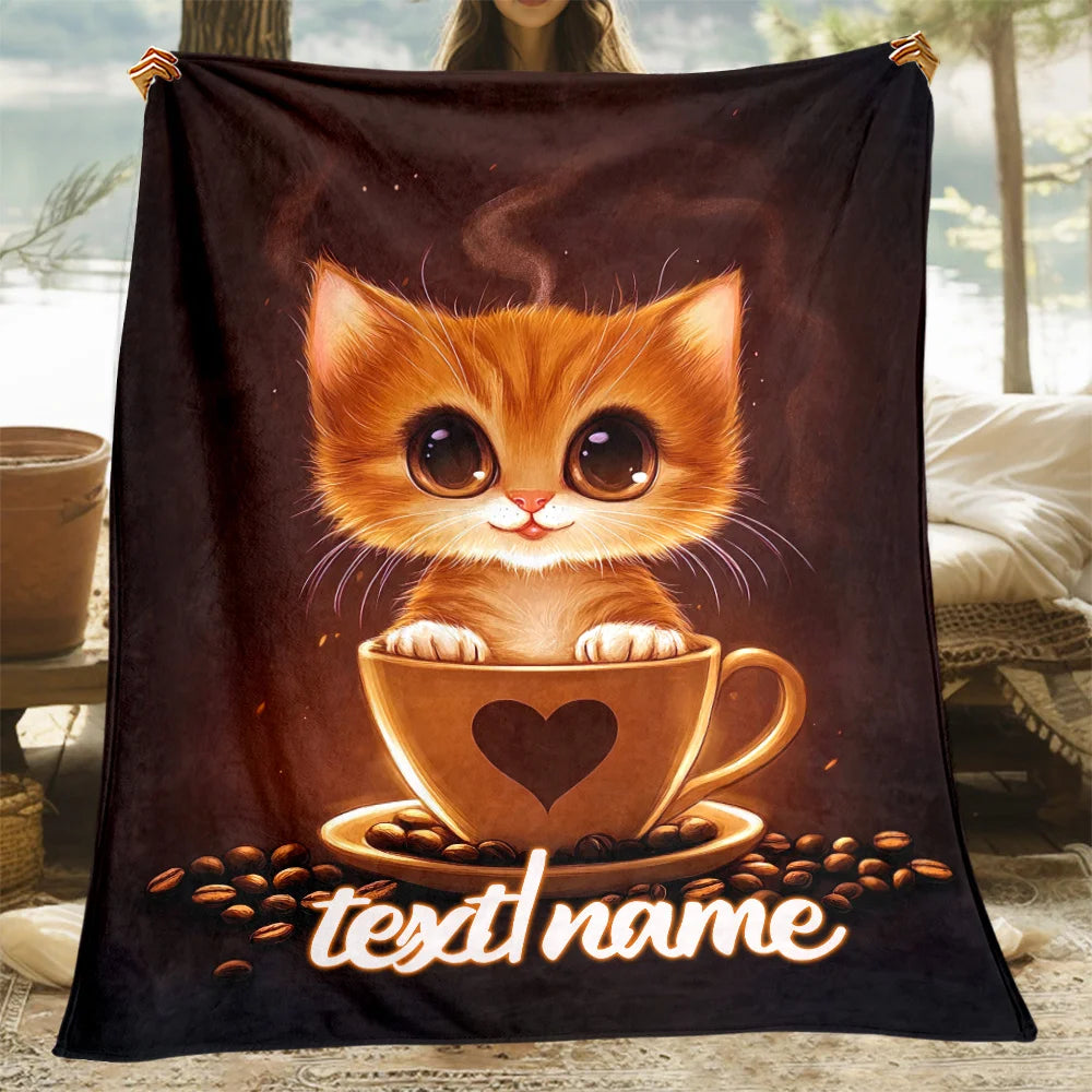 Cute Cat Pattern Lightweight Flannel Blanket.