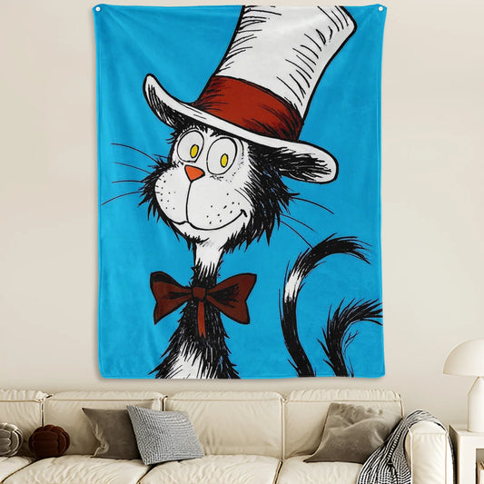 Cat In Hat Tapestry Blanket.