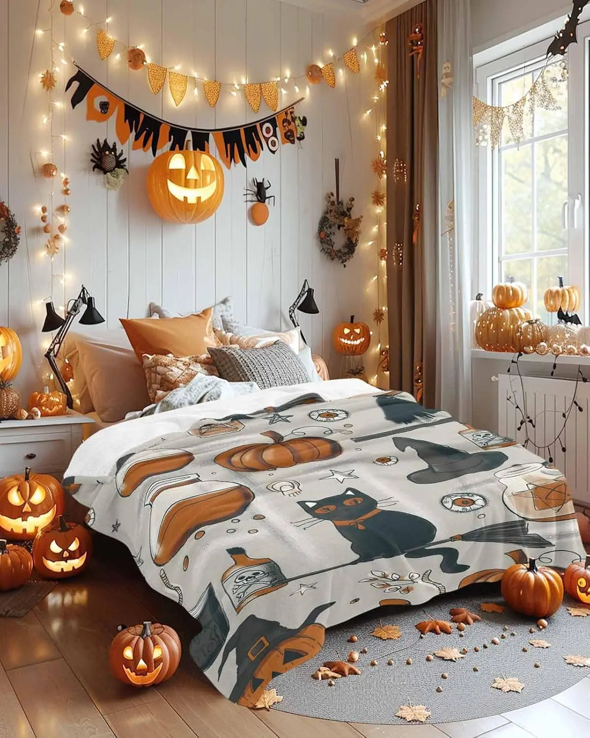 Happy Halloween Flannel Throw Blanket.