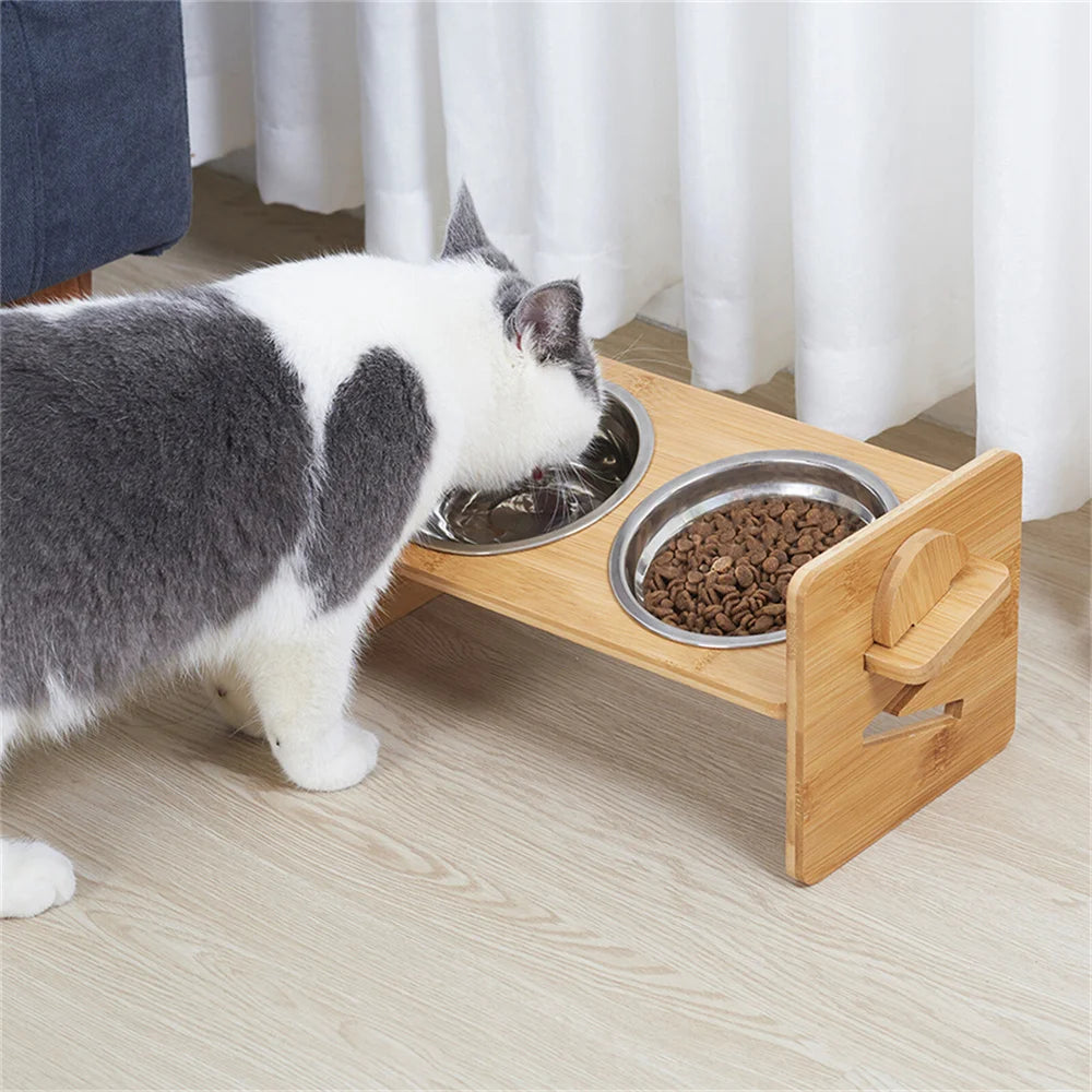 Elevated Cat Bowls with Stand Raised.