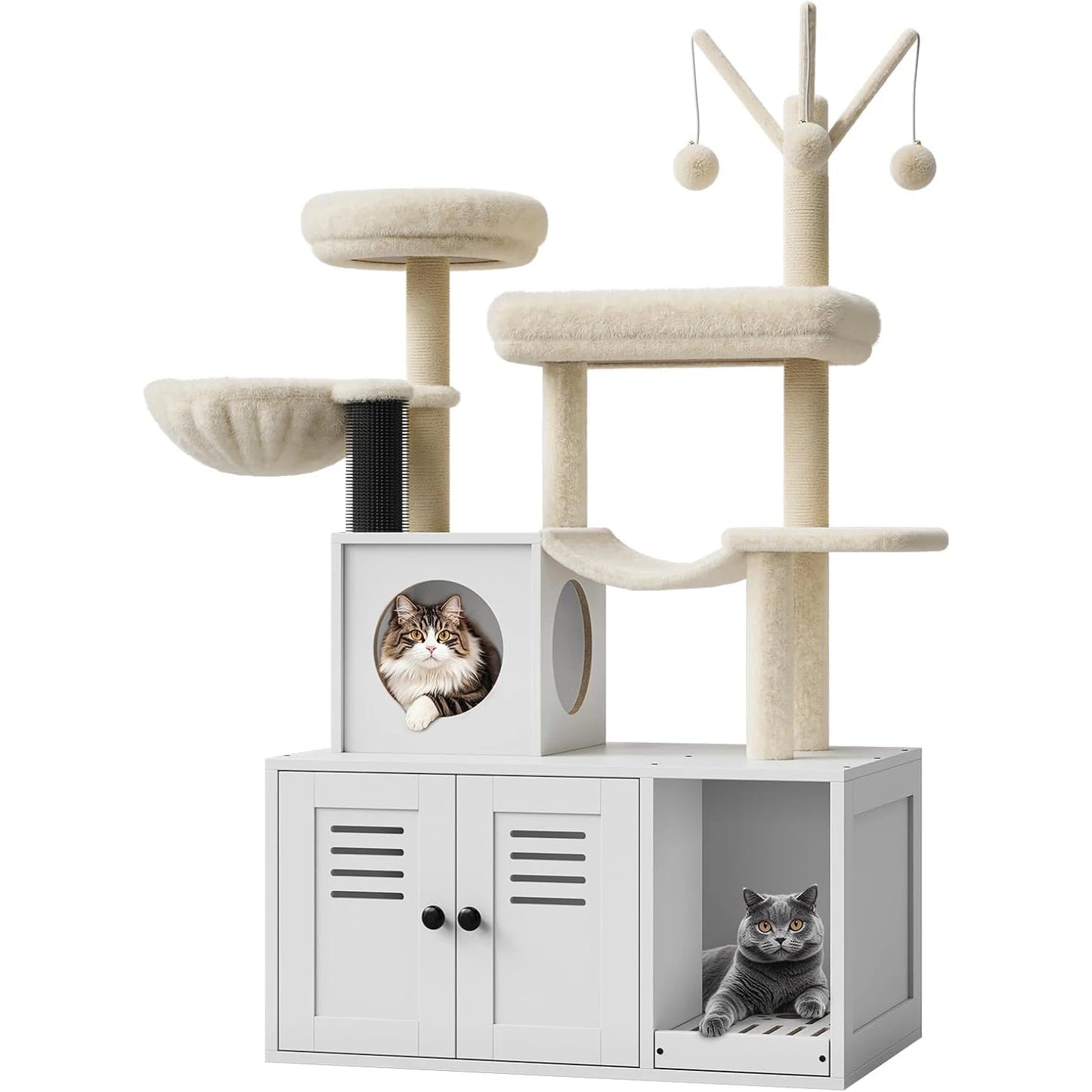 55-Inch Litter Box Enclosure with Cat Tree.