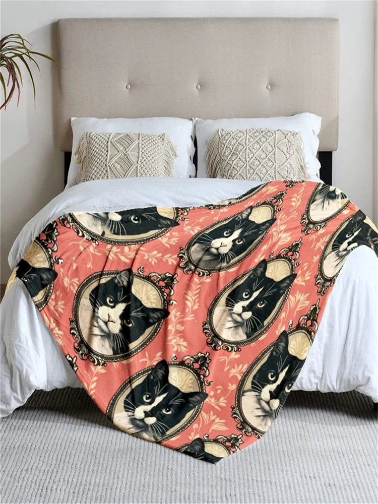 Black Cat Portrait Blanket.