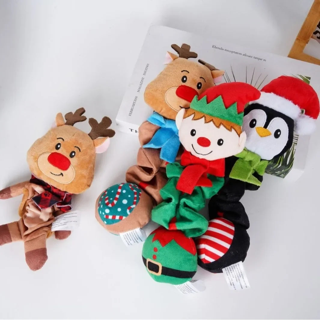 Christmas Elf Penguin Squeaky Dog Toy.