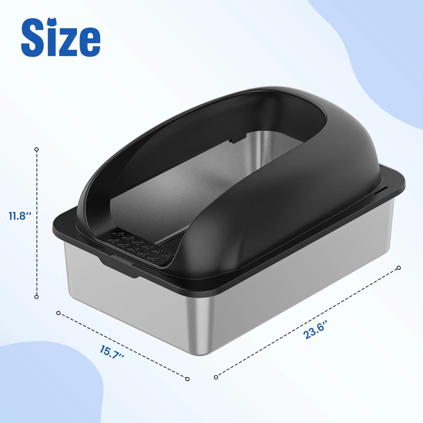 JHK Stainless 24IN Steel Cat Litter Box.