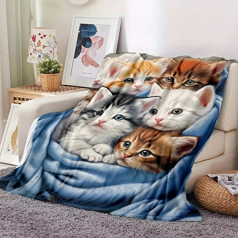 Cute Cat Thin Blanket.