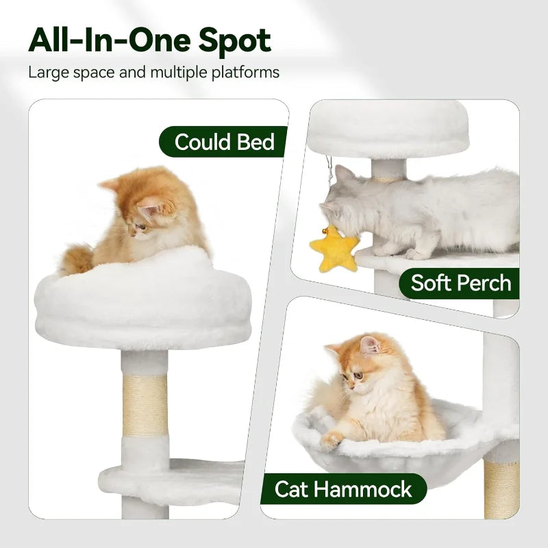 Cloud-Shaped Cat Tree.               Cat Scratching Post with Dangling Toys