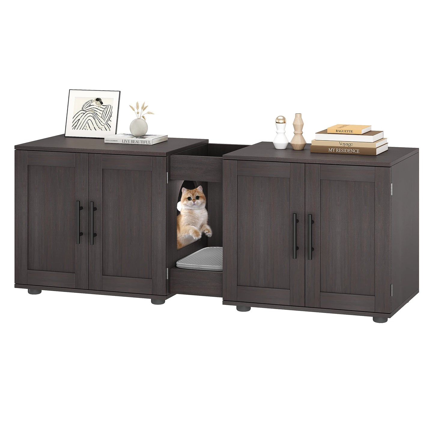 Double-Room Cat Litter Box.