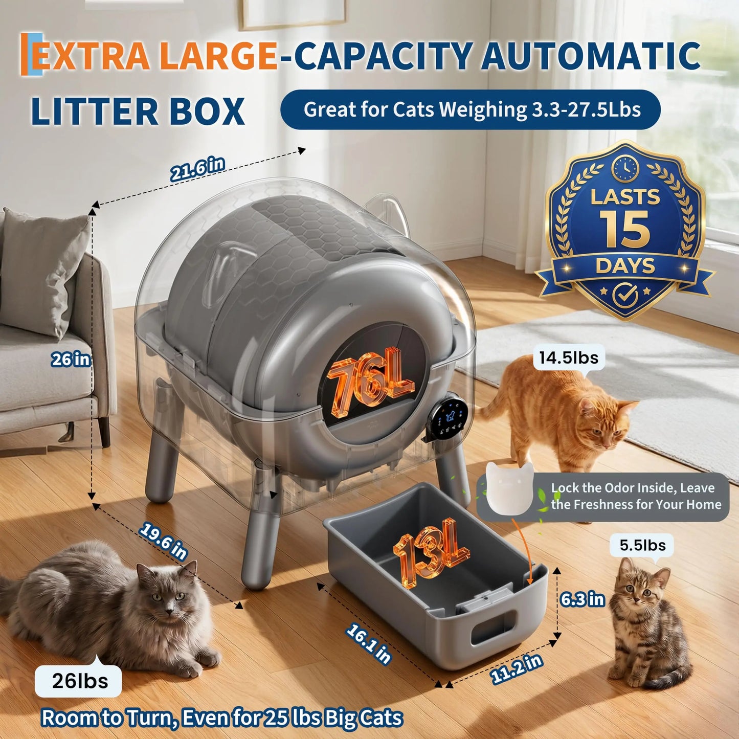 Automatic Self-Cleaning Cat Litter Box.