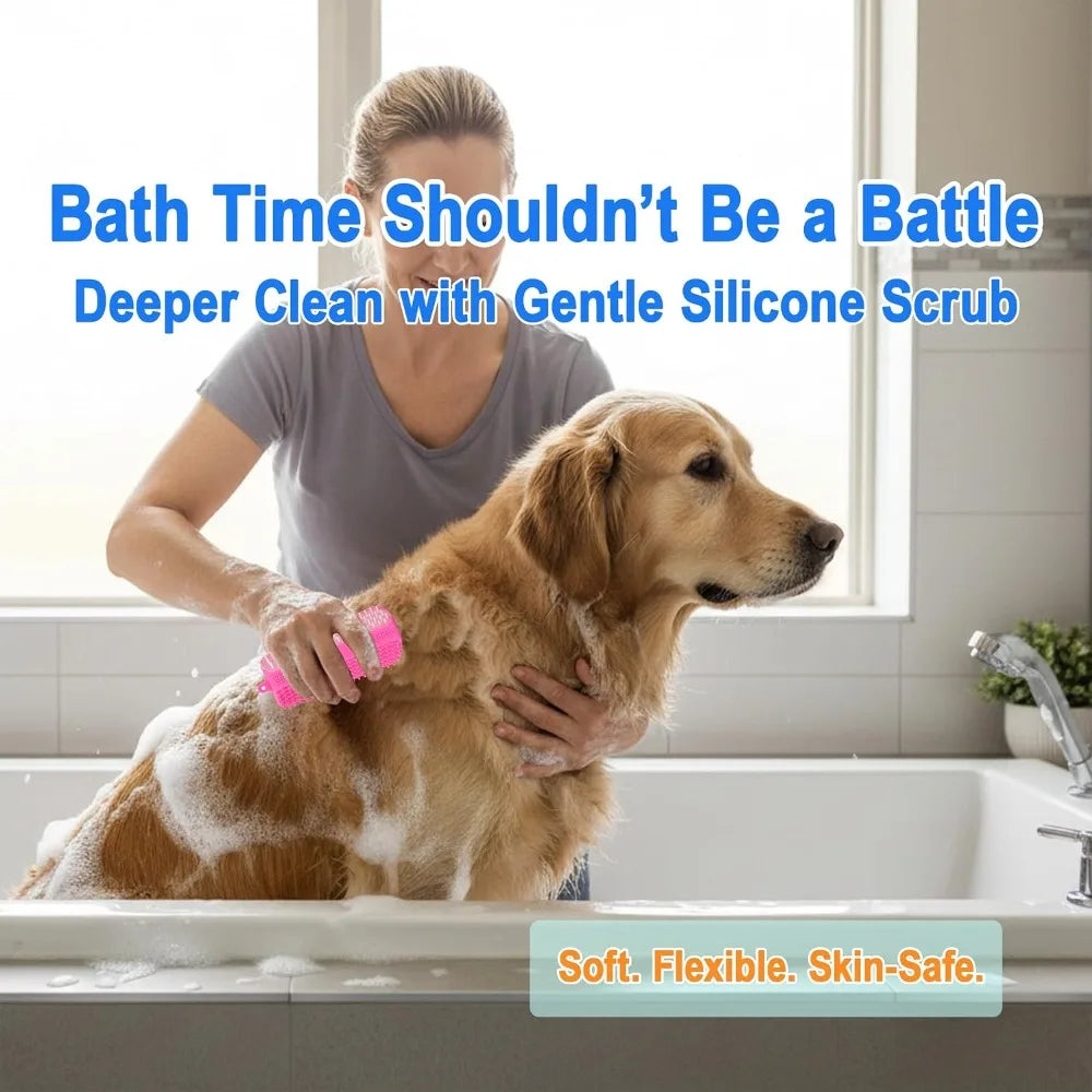 Triangular Wrap-Around Pet Grooming and Bath Brush.