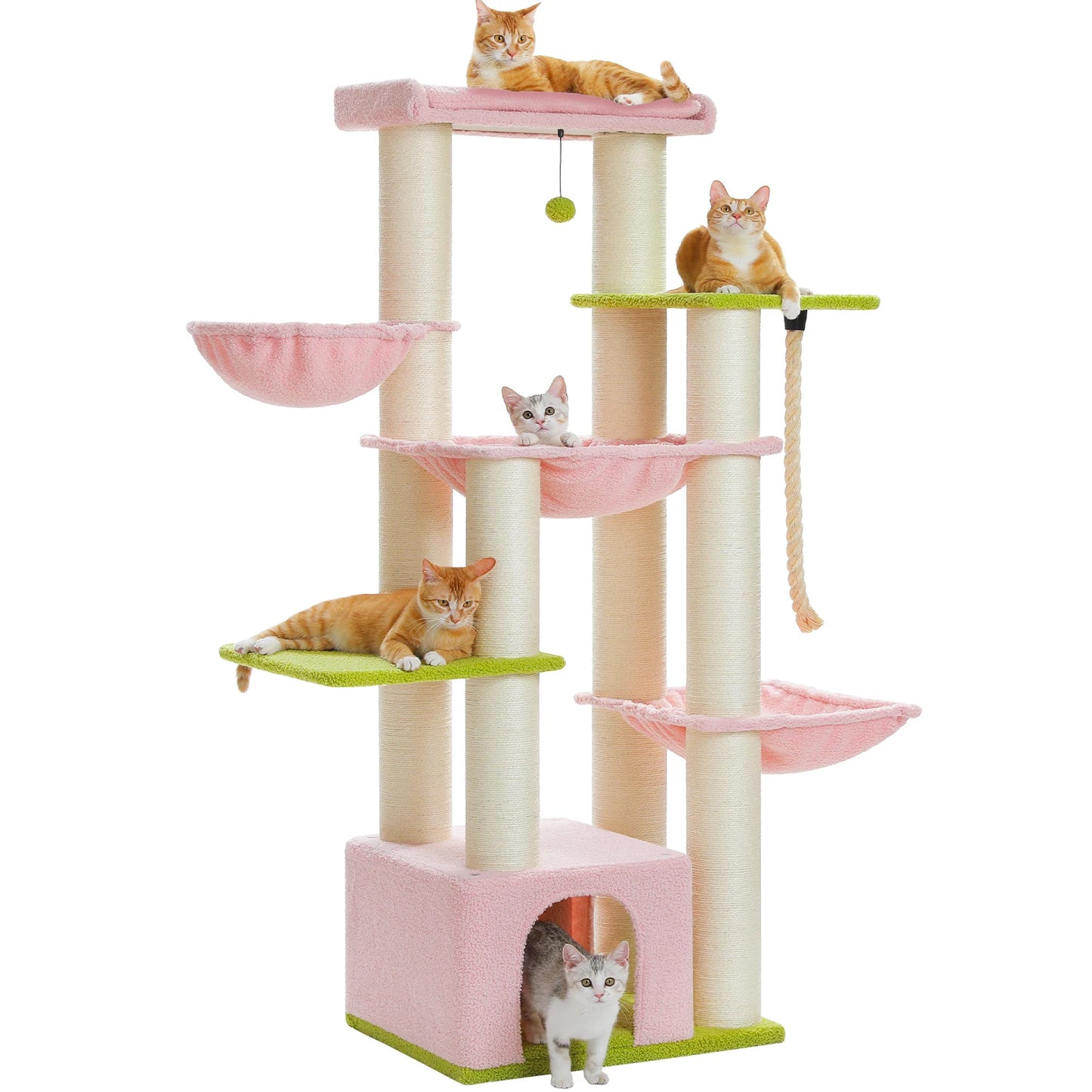 Multi-Level Cat Tree.         Cozy Condo, Super Large Perch, Deep Hammocks,