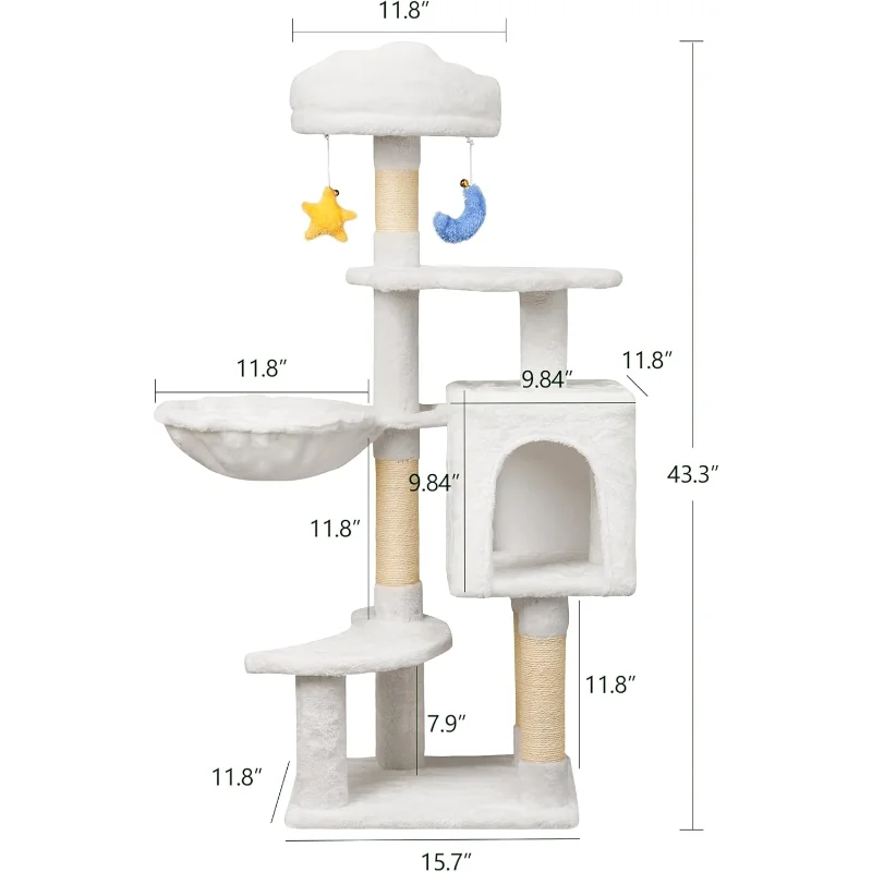 Cloud-Shaped Cat Tree.               Cat Scratching Post with Dangling Toys