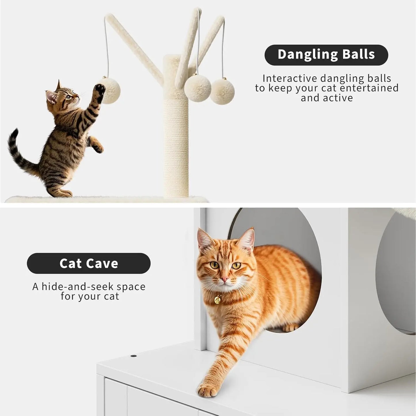 55-Inch Litter Box Enclosure with Cat Tree.