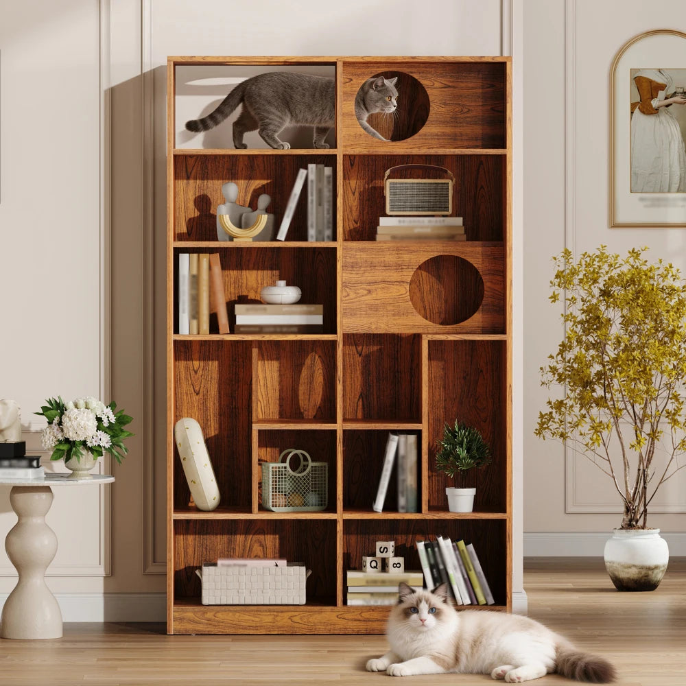 Cat Wood Bookshelf House.