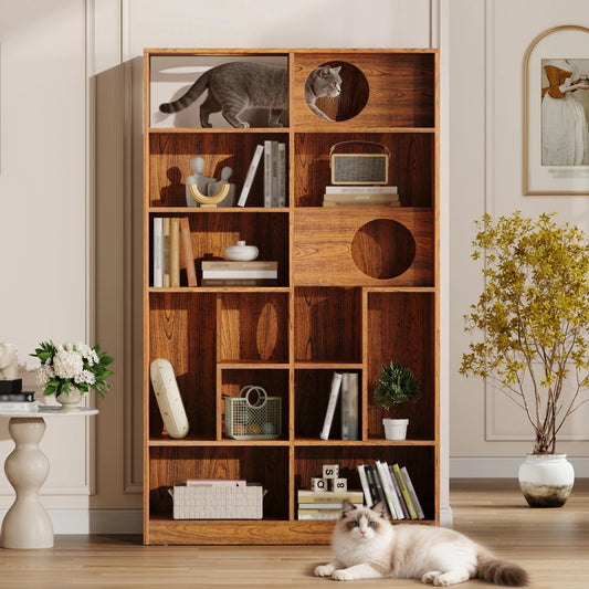 Cat Wood Bookshelf House.
